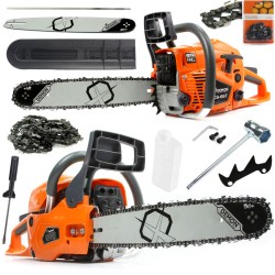 Motosega a Scoppio DEMON | Motore a Due Tempi | 2,55 kW | 65 cc | Lunghezza di Taglio Utile 38 cm | Sistema di Raffreddamento ad Aria | Sistema Antivibrazioni